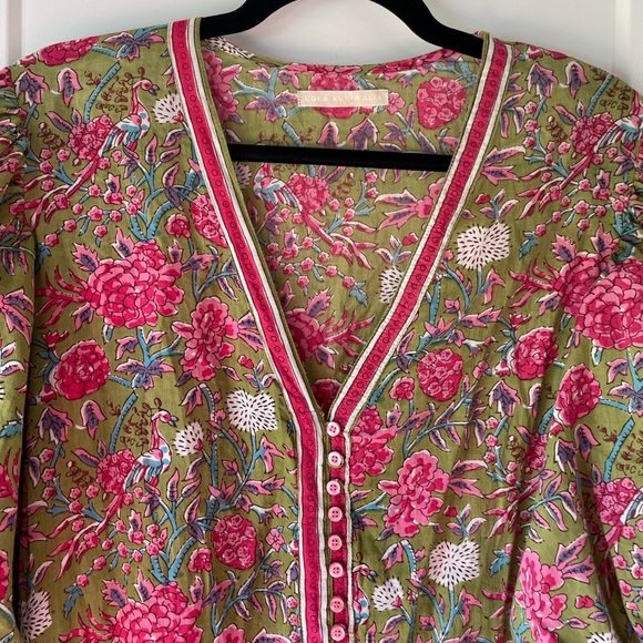 Lola Australia Block Print Cotton Boho Dress Size Large - Picture 3 of 9